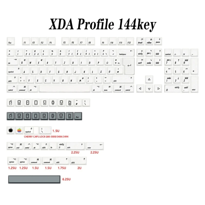 XDA Profilis PBT Keycaps 142 Klavišus/Set For MAC 