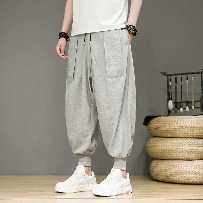 Harajuku Pilka Bėgiojimas Sweatpants Vyrų Hip-Hop Streetwear Plati Koja Sporto Kelnės korėjos Mados Negabaritinių Baggy Kelnės - 5