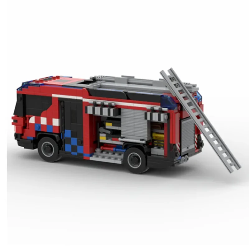 Hibridinės Gaisro Sunkvežimių Variklių SS-57318 Fire Truck Miesto Priešgaisrinės Kūrimo Bloką Žaislo Modelis 877PCS 